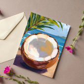 Carte aquarelle tropicale de la plage de coco