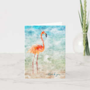 Carte Aquarelle tropicale Flamant rose de bord de mer Me