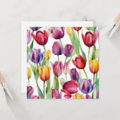 Carte Aquarelle Tulipe Fleurs N'Importe Quelle Occasion (Devant/Arrière en situation)