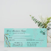 Carte Aquarelle Turquoise Blue Eucalyptus Salon (Debout devant)