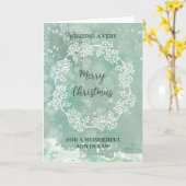 Carte Aquarelle turquoise Fils En Droit Joyeux Noël (Fleur jaune)