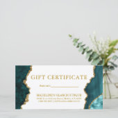 Carte Aquarelle Turquoise Marbre Gold Certificat cadeau (Debout devant)