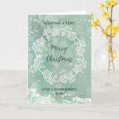 Carte Aquarelle turquoise Son Joyeux Noël (Fleur jaune)