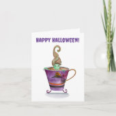 Carte Aquarelle Une sorcière brasse Halloween heureux (Devant)