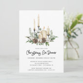 Carte Aquarelle Verdure Bougies Noël Soir Dîner (Debout devant)