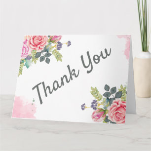 Carte Aquarelle Vert Fleurs roses