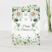 Carte Aquarelle Vert Floral Joyeuse Saint-Patrick (Devant)