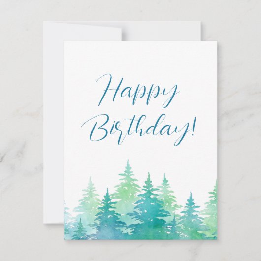 Carte Aquarelle vert turquoise Arbres À feuillage persis (Devant)