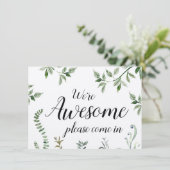 Carte Aquarelle verte Nous sommes géniaux Open Closed Si (Debout devant)