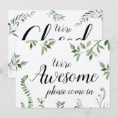 Carte Aquarelle verte Nous sommes géniaux Open Closed Si (Devant / Derrière)