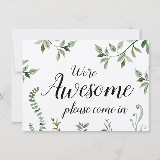 Carte Aquarelle verte Nous sommes géniaux Open Closed Si (Devant)