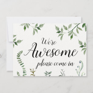 Carte Aquarelle verte Nous sommes géniaux Open Closed Si