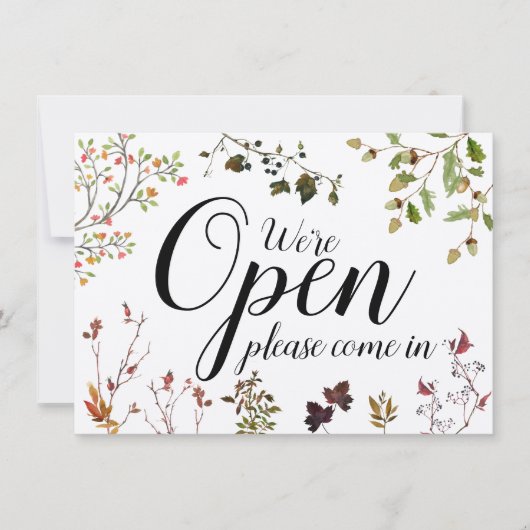 Carte Aquarelle verte Ouvert Automne Fermé Automne Signe (Devant)