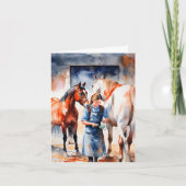 Carte Aquarelle Vet Graduation Avec Chevaux ai artwork (Devant)