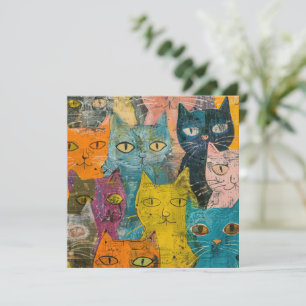 Carte Aquarelle Vintage Chat Abstrait (12)