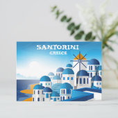 Carte Aquarelle Vintage de Santorin Grèce (Debout devant)