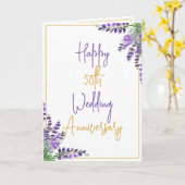 Carte Aquarelle violet 50e anniversaire du Mariage (Fleur jaune)