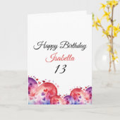 Carte Aquarelle violet élégant Coeur 13e anniversaire (Fleur jaune)