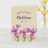 Carte Aquarelle violet Iris Botanique Floral Art (Fleur jaune)