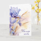 Carte Aquarelle violet Iris Bouquet Sympathie (Fleur jaune)