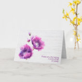 Carte Aquarelle violet Merci Poppies (Fleur jaune)