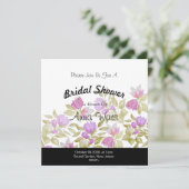 Carte Aquarelle violet rose Fleurs peintes à la main (Debout devant)