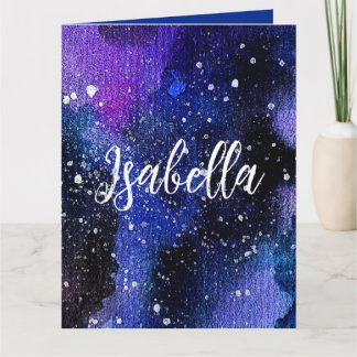 Carte Aquarelle violet Univers