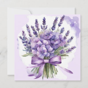 Carte Aquarelle violets et fleurs de lavande