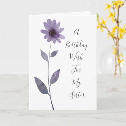 Carte Aquarelle violette (Fleur jaune)