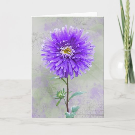 Carte Aquarelle violette Dahlia Sympathie (Devant)