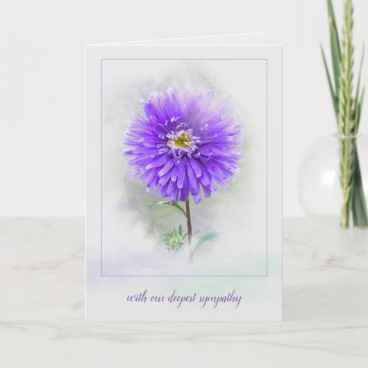 Carte aquarelle violette dahlia sympathie (Devant)