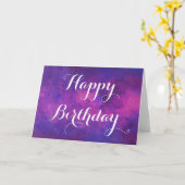 Carte Aquarelle violette et rose Abstrait Anniversaire (Fleur jaune)