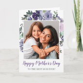 Carte Aquarelle violette Floral Joyeux Fête des Mères Ph (Devant)