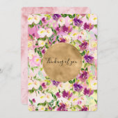 Carte Aquarelle violette rose Fille (Devant / Derrière)