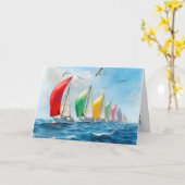 Carte Aquarelle Voilier Regatta Sympathy (Fleur jaune)