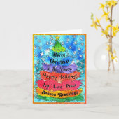 Carte Aquarelle Whimsical Arbre de Noël avec des mots (Fleur jaune)