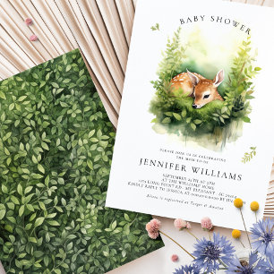 Carte Aquarelle Whimsical baby shower Deer