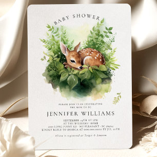 Carte Aquarelle Whimsical baby shower Deer