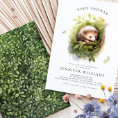 Carte Aquarelle Whimsical baby shower Hérisson