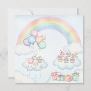 Carte Aquarelle Whimsical Birthday Rainbow Scene card