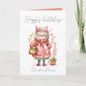 Carte Aquarelle Whimsical Grand-mère Chat Joyeux Anniver (Devant)