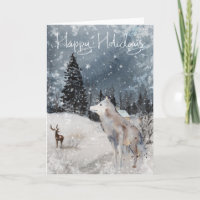 Aquarelle Wolf Cabine paysage de neige