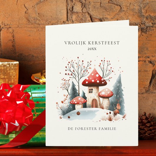 Carte Aquarelle Woodland Vrolijk Kerstfeest Salutation
