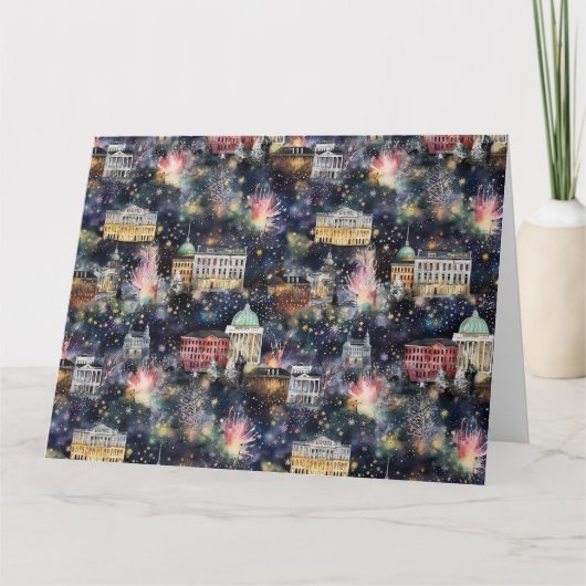 Carte Aquarelles de Noël et du Nouvel An à Washington DC (Devant)