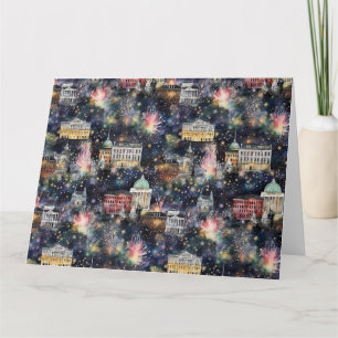 Carte Aquarelles de Noël et Nouvel An de Washington DC