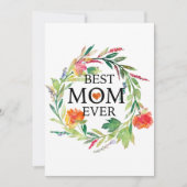 Carte Aquarelles Fleurs Wreath Meilleur texte de maman (Devant)