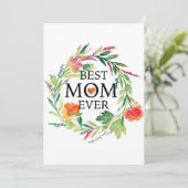 Carte Aquarelles Fleurs Wreath Meilleur texte de maman (Debout devant)