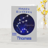 Carte Aquarius Anniversaire, Carte Horoscope (Fleur jaune)
