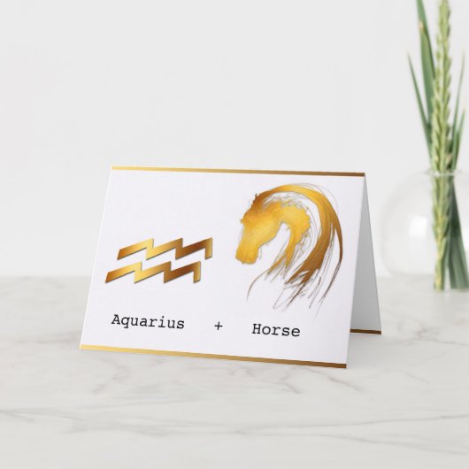 Carte Aquarius Horse Chinois Astrologie Occidentale Anni (Devant)