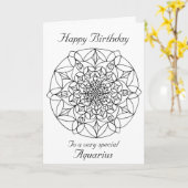 Carte Aquarius Mandala : Color your own Birthday Card (Fleur jaune)